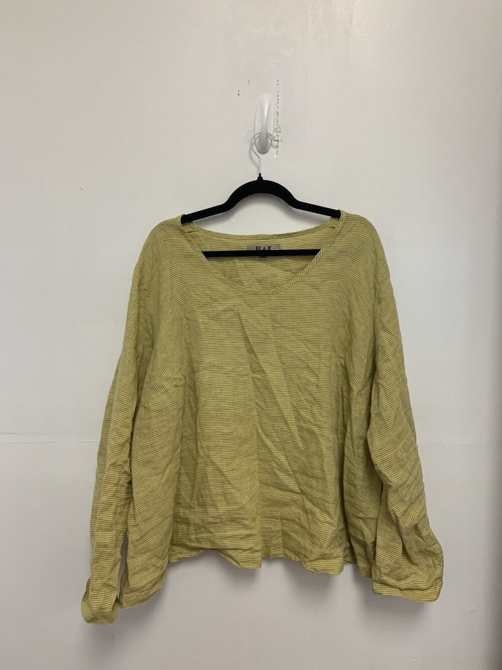Eileen Fisher Yellow Striped Scoop Neck Long Sleeve Top Size 2G